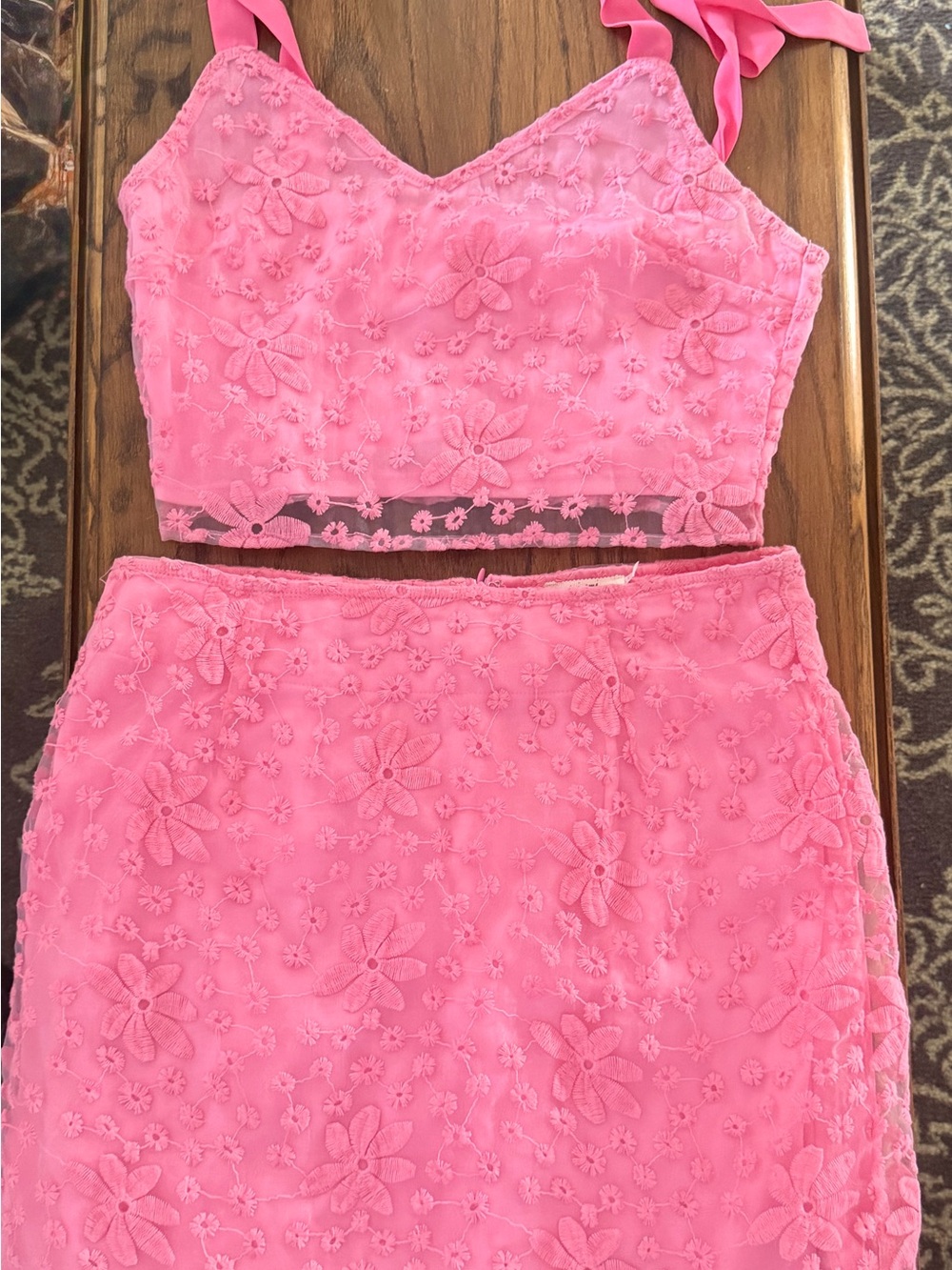 miami Pink Floral Embroidered Set